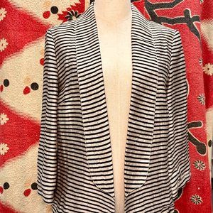 Striped Linen/Silk Open Blazer Jacket S/M Size 4